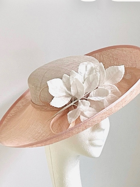Kristine Rosahats Accessories - Stunning Salmon Pink Wide Brim hat and Hat box